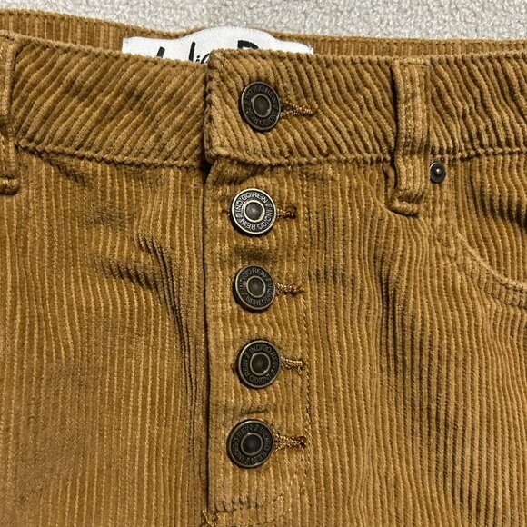 Indigo Rein Camel Corduroy Raw Hem BUTTON FLY Mini Skirt Junior's Size 11 - Picture 3 of 9